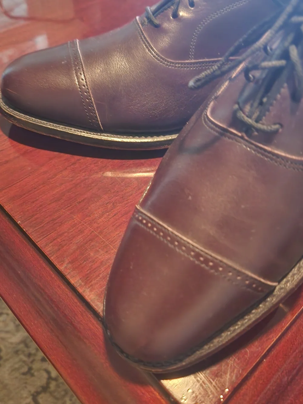 FootJoy Men's Cap-Toe Oxfords in Burgundy